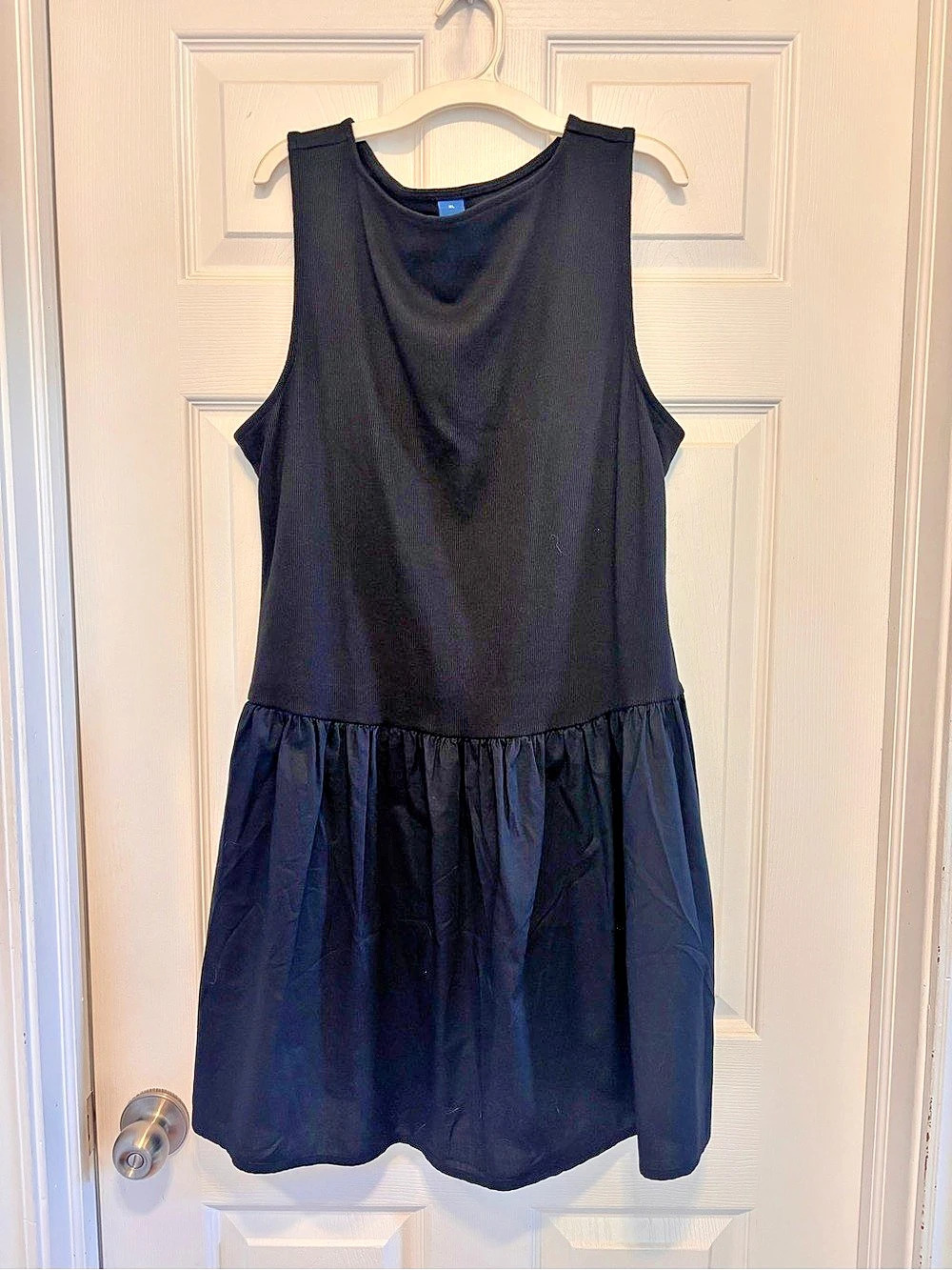 Old Navy Mixed Media Drop-Waist Mini Dress Black XL